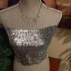 Silver Sequin Tube Top